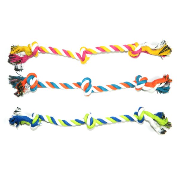 Jucarie franghie & 3 noduri mix color 45 cm