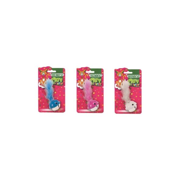Jucarie minge clopotel & pene pt pisicute