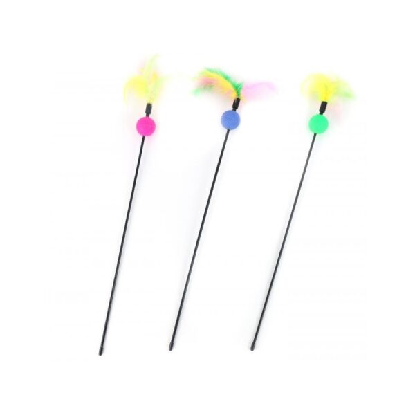 Jucarie undita minge & pene pt pisicute 47 cm