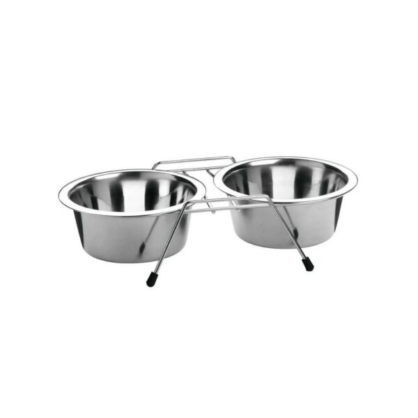 Suport inox cu 2 castroane x 0,40 litri